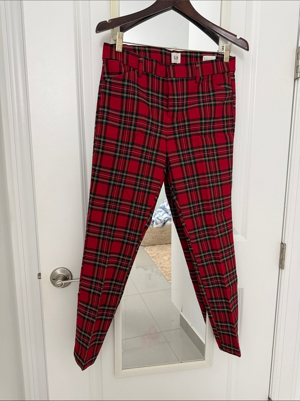 GAP Red Plaid Ankle Pants